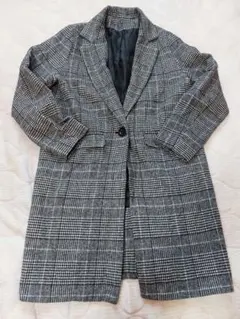 「チェック柄チェスターコートM」しまむら　アベイル GU ハニーズ ロングコート