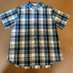 トミーヒルフィガー 半袖シャツ メンズXL 青チェック
