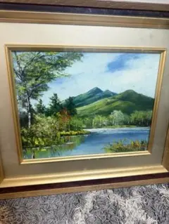 油彩画 滝 風景画 日光 サイン入り 額装 - メルカリ