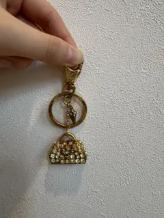 ビーズ装飾 ゴールド キーホルダー