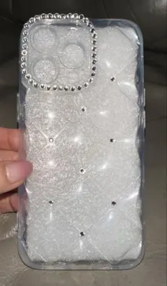 iPhone13pro用ビジューラインストーンクリアスマホケース新品未使用