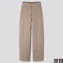 UNIQLO ワイドフィットカーブジャージーパンツ　S ベージュ