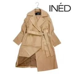 12T406☆ INED カシミヤ100 ベルテッド ガウンコート Aライン M