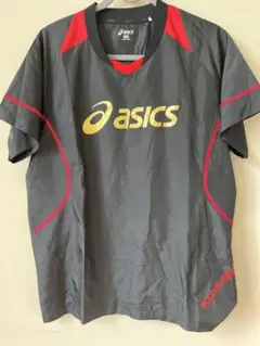 asics トレーニングウェア 半袖シャツ ブラック/レッド