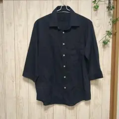 ★トップバリュ 七分袖シャツ L 紺　ネイビー 秋コーデ メンズ L