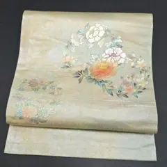 あ*こ様 No.201 名古屋帯 名古屋仕立 九寸 螺鈿 花柄