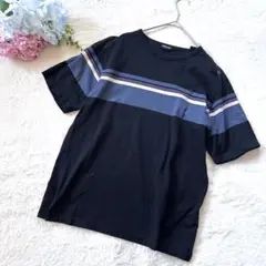 COMME CA ISM ボーダー 半袖カットソー L 黒