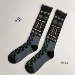 靴下　ハイソックス　幾何学模様