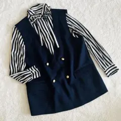 TOMORROWLAND シルク混　リボン　ブラウス　金釦ベスト　2点セット