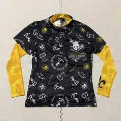 [未使用、タグ付き]BIRDIE HUNT 半袖ポロシャツ 総柄 ブラック系 M