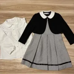 ショパンドゥ フォーマル ワンピースブラウス付き3点セット　黒　チェック柄