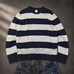 OLD GAP 太ボーダー コットンニット ネイビー シティーボーイ y2k