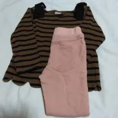 長袖カットソーとピンクパンツセット 100cm~