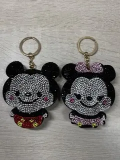 ミッキー＆ミニー　ストーン付きキーホルダー