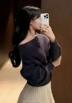 【美品】フォックスアルパカオフショルプルオーバー SNIDEL