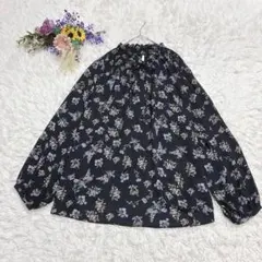 Vanilla Studio　フリルネックブラウス　リボンチュニック　黒　4L