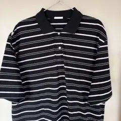 GU 黒とピンクのストライプ 半袖ポロシャツMサイズ