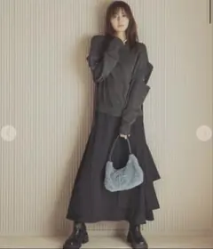 【完売品】ココディール ピンストライプアシメペプラムタックスカート