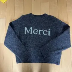 Merci ロゴ入り ニット セーター グレー