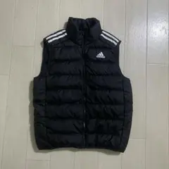 adidas ダウンベスト ブラック スリーストライプ ロゴ メンズのサムネイル