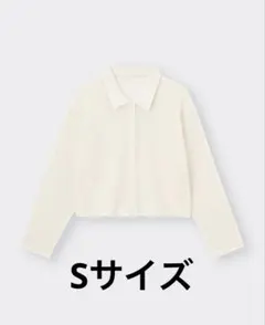 GU カーディガン ポロ襟 長袖 メッシュポロニット ホワイト S ショート丈のサムネイル