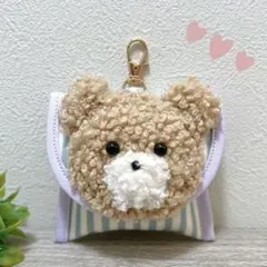 ☆なゆにきいて様専用☆GPSケース ベージュくまちゃん / 合皮ブルー