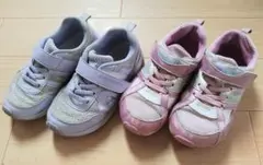 瞬足　パープルとピンクのキッズスニーカー　18.5 ２足　セット