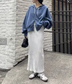 チャオパニックティピー すっきりシルエットリブスカート グレー