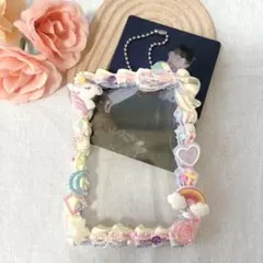 ホイップデコカードケース　虹色　写真　推し活　原宿系　ユニコーン　送料込み