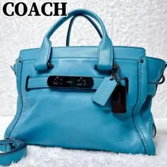 美品 COACH コーチ ドリーマー36 2WAYバッグ グリーン 緑 レザー
