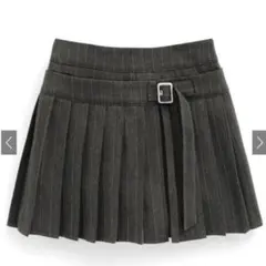 インパン裏地付きストライプ柄プリーツスカート[ask85]