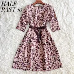 HALF PAST 10　フリル襟　Aラインワンピース　七分袖　ベージュ系　M