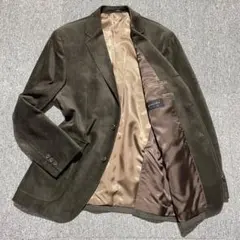 スエード調 テーラードジャケット ヘリンボーン ダークブラウン 3B