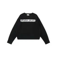 【Matin Kim 新品未使用】ブラック ロゴニットセーター F MATIN KIM ニット セーター COLOR LINE POINT LOGO KNIT PULLOVER