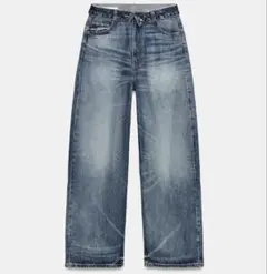 新品未使用】ZARA ミッドライズ バギーラインストーン デニムパンツ
