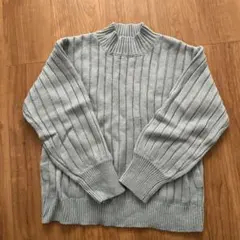 グレー リブ編み 長袖セーター