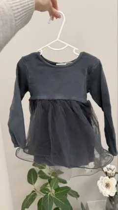 ZARA グレー 長袖ワンピース 12-18ヶ月 86cm