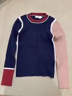 リブ編み カラーブロック セーター S