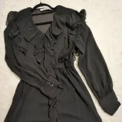 ZARA 黒　フレアワンピース　シースルー　フリル　　ブラック　ゴスロリ