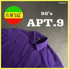 90s APT.9 長袖シャツUS古着アメカジヴィンテージ無地パープル