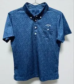 Callaway ゴルフウェア ポロシャツ ブルー ネイビー　葉の総柄