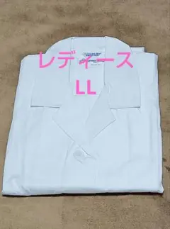 レディース　白衣　割烹着　長袖　LL　厨房　食堂　食品工場ポケット付き