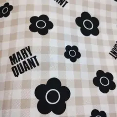 マリークワントオックス生地約1mデイジーギンガムチェックベージュ花柄ハギレ布