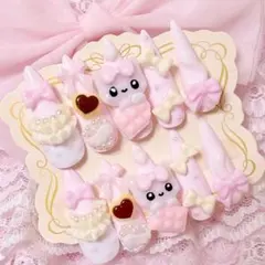 ジェルネイルチップ　平成女児　量産型　サブカル　ウィッシュコア　ハンドメイド