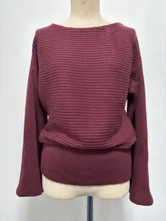 DOMENICO+SAVIO バーガンディ リブ編み 長袖ニット