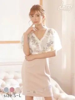 dazzy store キャバクラ ドレス フリル タイト ビジュー 花柄