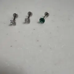 ピアス クリア エメラルドグリーン 3個セット