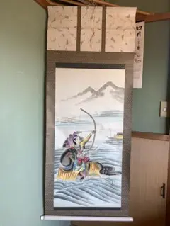 武者絵 ホーム＆キッチン 馬に乗った武士の掛け軸(色紙代込み)