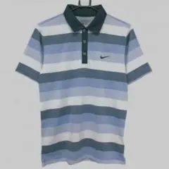 Nike DRI-FIT 青系ストライプ柄 ゴルフ ポロシャツ【極美品】Ｌのサムネイル