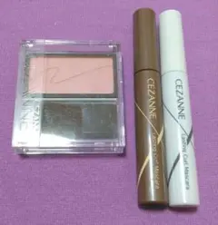 セザンヌ チークブラッシュ 04　耐久カールマスカラ　02 ブラウン　セット